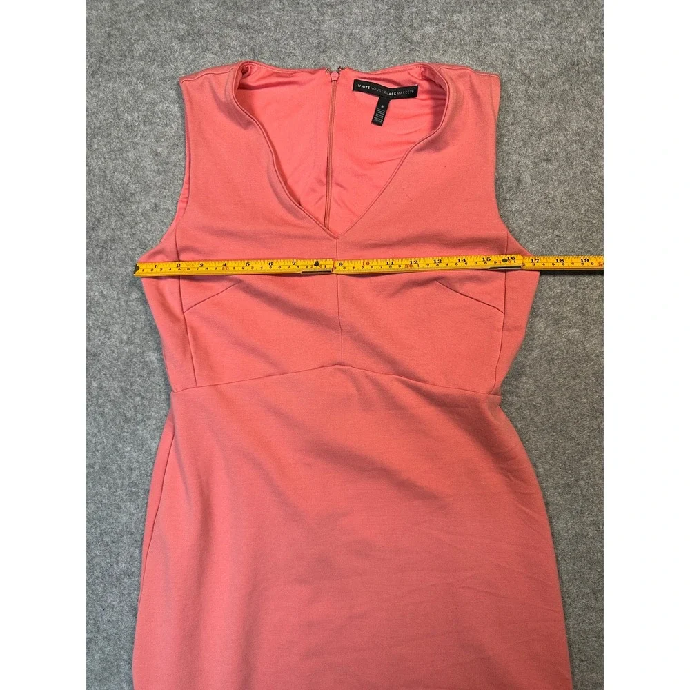 White House‎ Black Market V-Neck Sleeveless Dress 8 Coral Ponte Knit
